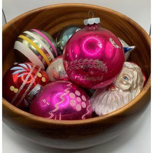 Vintage 8 Assorted Christmas Ornaments Shiny Brite Germany Poland SEE READ